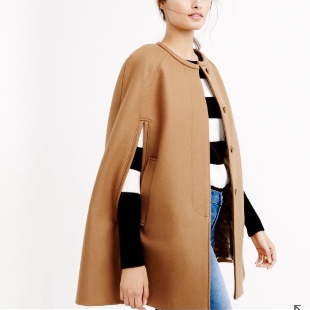 J. Crew Camel Cape Jacket Wool Melton - Picture 2 of 12